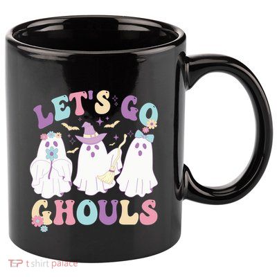 Funny Halloween Ghost Lets Go Ghouls Groovy Great Gift 11oz C Handle Ceramic Mug