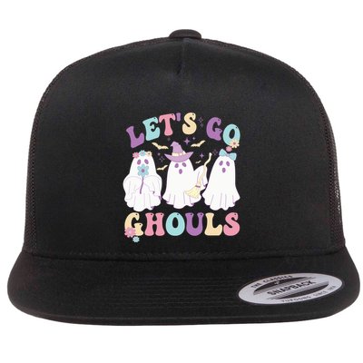 Funny Halloween Ghost Lets Go Ghouls Groovy Great Gift Flatbill Hat