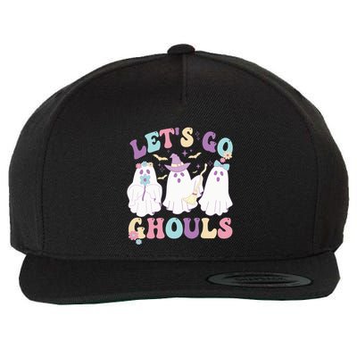 Funny Halloween Ghost Lets Go Ghouls Groovy Great Gift Wool Snapback Cap