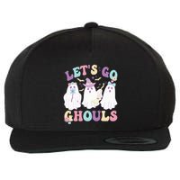 Funny Halloween Ghost Lets Go Ghouls Groovy Great Gift Wool Snapback Cap