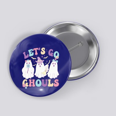 Funny Halloween Ghost Lets Go Ghouls Groovy Great Gift Button