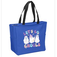 Funny Halloween Ghost Lets Go Ghouls Groovy Great Gift Zip Tote Bag