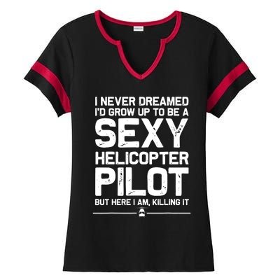 Funny Helicopter Gift Men Women Cool Sexy Helicopter Pilot Ladies Halftime Notch Neck Tee