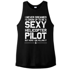 Funny Helicopter Gift Men Women Cool Sexy Helicopter Pilot Ladies PosiCharge Tri-Blend Wicking Tank