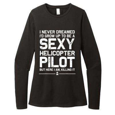 Funny Helicopter Gift Men Women Cool Sexy Helicopter Pilot Womens CVC Long Sleeve Shirt