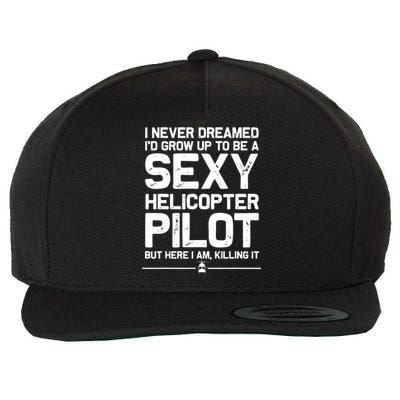 Funny Helicopter Gift Men Women Cool Sexy Helicopter Pilot Wool Snapback Cap