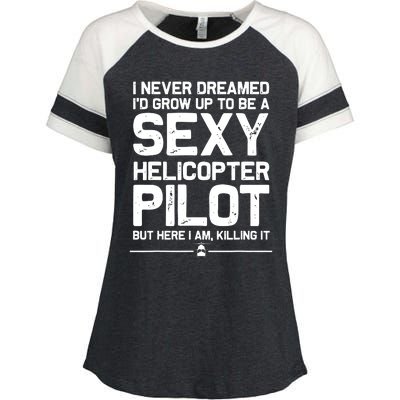 Funny Helicopter Gift Men Women Cool Sexy Helicopter Pilot Enza Ladies Jersey Colorblock Tee