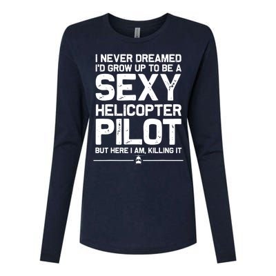 Funny Helicopter Gift Men Women Cool Sexy Helicopter Pilot Womens Cotton Relaxed Long Sleeve T-Shirt