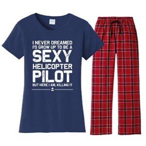 Funny Helicopter Gift Men Women Cool Sexy Helicopter Pilot Women's Flannel Pajama Set