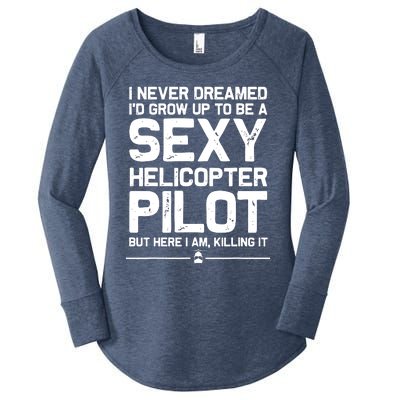 Funny Helicopter Gift Men Women Cool Sexy Helicopter Pilot Women's Perfect Tri Tunic Long Sleeve Shirt