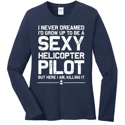 Funny Helicopter Gift Men Women Cool Sexy Helicopter Pilot Ladies Long Sleeve Shirt