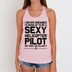 Funny Helicopter Gift Men Women Cool Sexy Helicopter Pilot Women's Knotted Racerback Tank