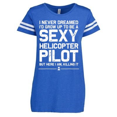 Funny Helicopter Gift Men Women Cool Sexy Helicopter Pilot Enza Ladies Jersey Football T-Shirt