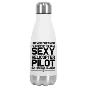 Funny Helicopter Gift Men Women Cool Sexy Helicopter Pilot Stainless Steel Insulated Water Bottle