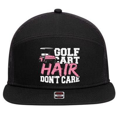 Funny Hair Golf Cart Hair Don't Care Golfing 7 Panel Mesh Trucker Snapback Hat