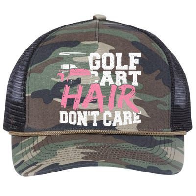 Funny Hair Golf Cart Hair Don't Care Golfing Retro Rope Trucker Hat Cap