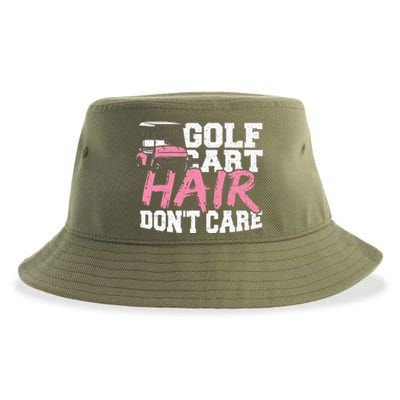 Funny Hair Golf Cart Hair Don't Care Golfing Sustainable Bucket Hat