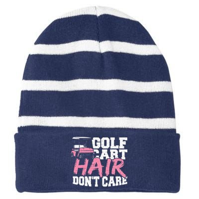 Funny Hair Golf Cart Hair Don't Care Golfing Striped Beanie with Solid Band