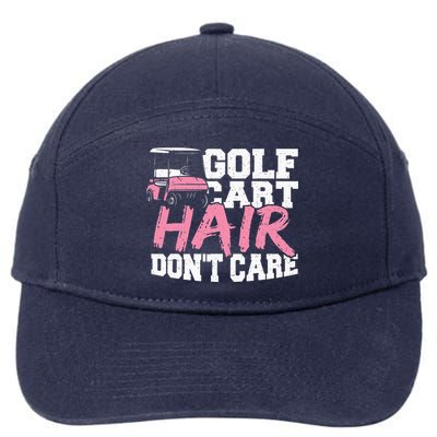 Funny Hair Golf Cart Hair Don't Care Golfing 7-Panel Snapback Hat