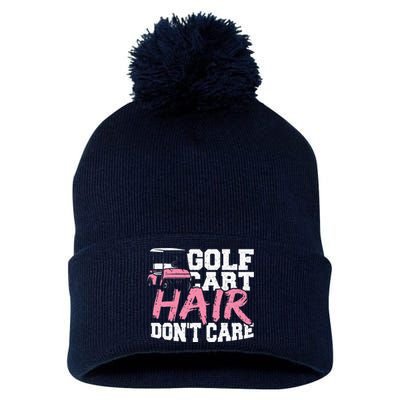 Funny Hair Golf Cart Hair Don't Care Golfing Pom Pom 12in Knit Beanie