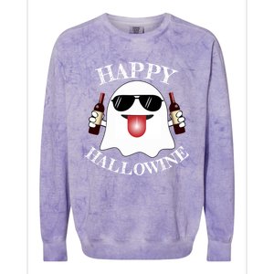 Funny Halloween Ghost Wine Ing Dad Mom Joke Gift Colorblast Crewneck Sweatshirt