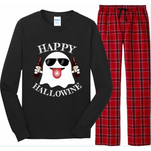 Funny Halloween Ghost Wine Ing Dad Mom Joke Gift Long Sleeve Pajama Set