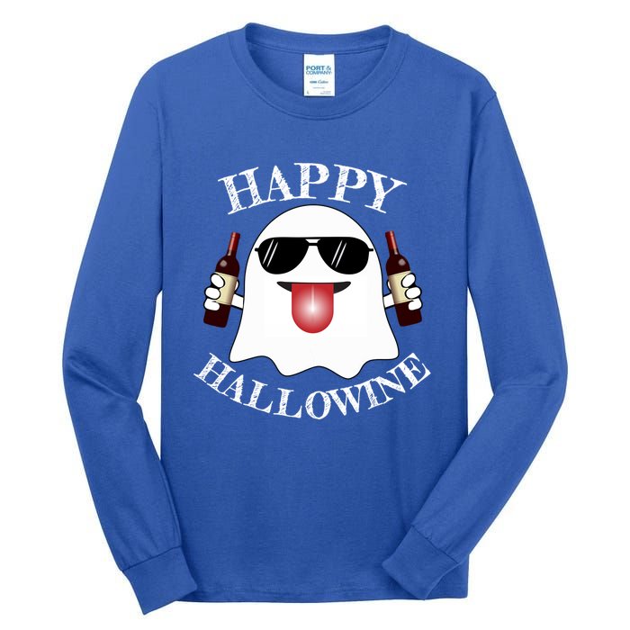 Funny Halloween Ghost Wine Ing Dad Mom Joke Gift Tall Long Sleeve T-Shirt