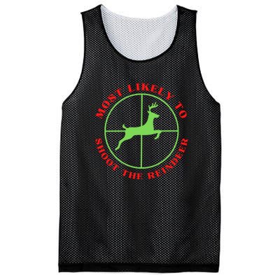 Funny Hunting Gift For Hunter Most Likely To Shoot The Reindeer Mesh Reversible Basketball Jersey Tank