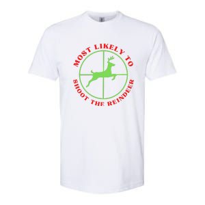 Funny Hunting Gift For Hunter Most Likely To Shoot The Reindeer Softstyle CVC T-Shirt