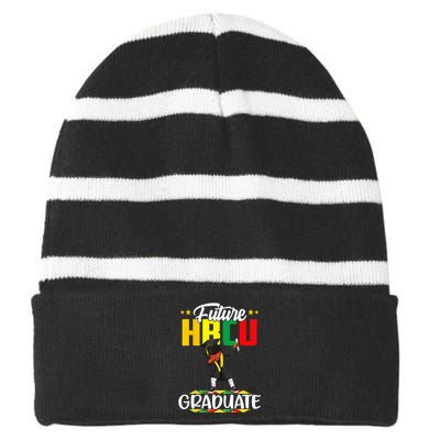 Future HBCU Graduate Afro Black  College Graduation Striped Beanie with Solid Band