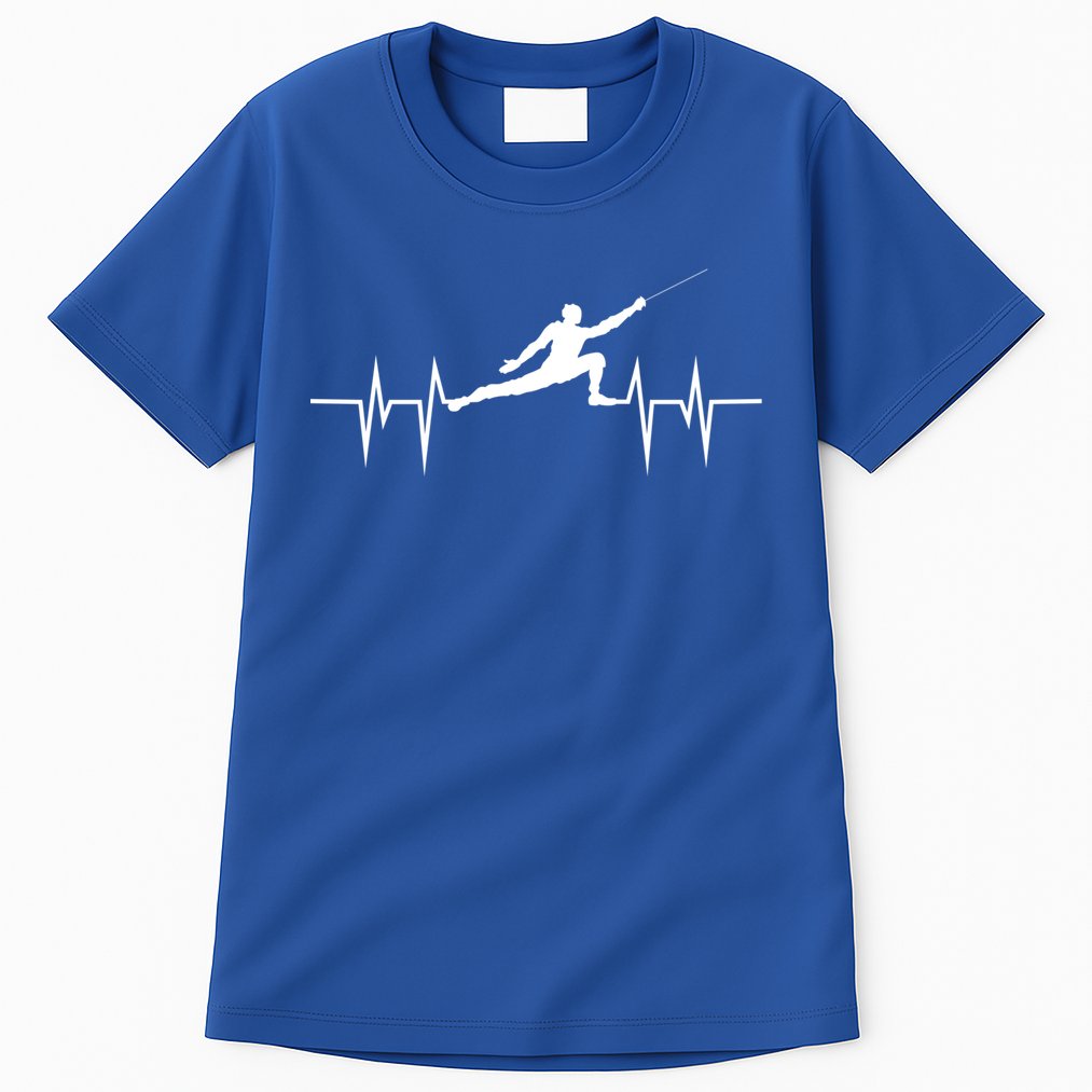 Fencing Heartbeat Gift Fence Sport Sword Helmet Gift Tall T-Shirt