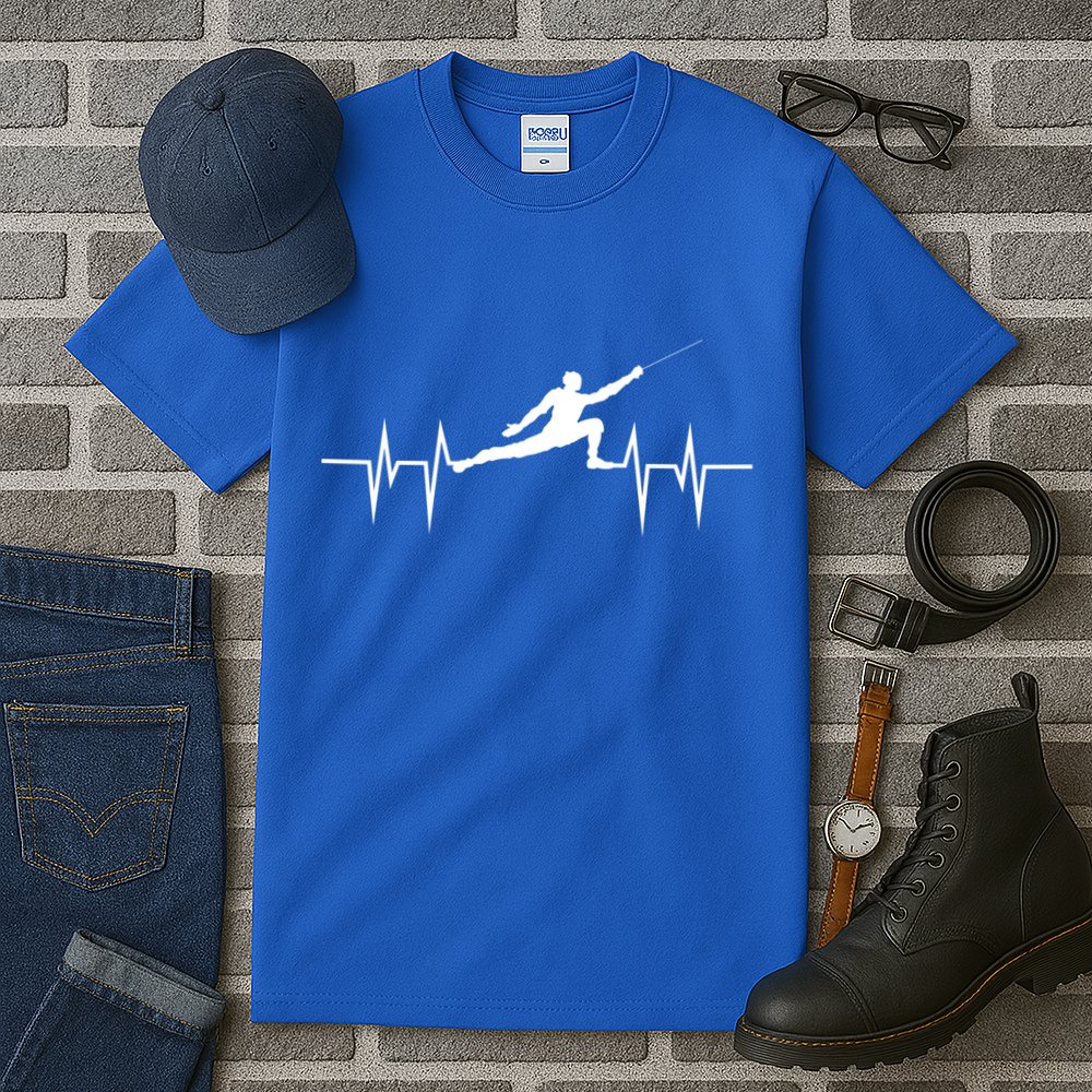 Fencing Heartbeat Gift Fence Sport Sword Helmet Gift Tall T-Shirt
