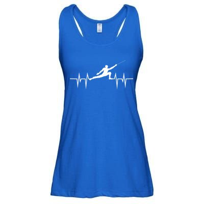 Fencing Heartbeat Gift Fence Sport Sword Helmet Gift Ladies Essential Flowy Tank