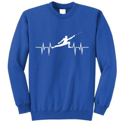 Fencing Heartbeat Gift Fence Sport Sword Helmet Gift Tall Sweatshirt