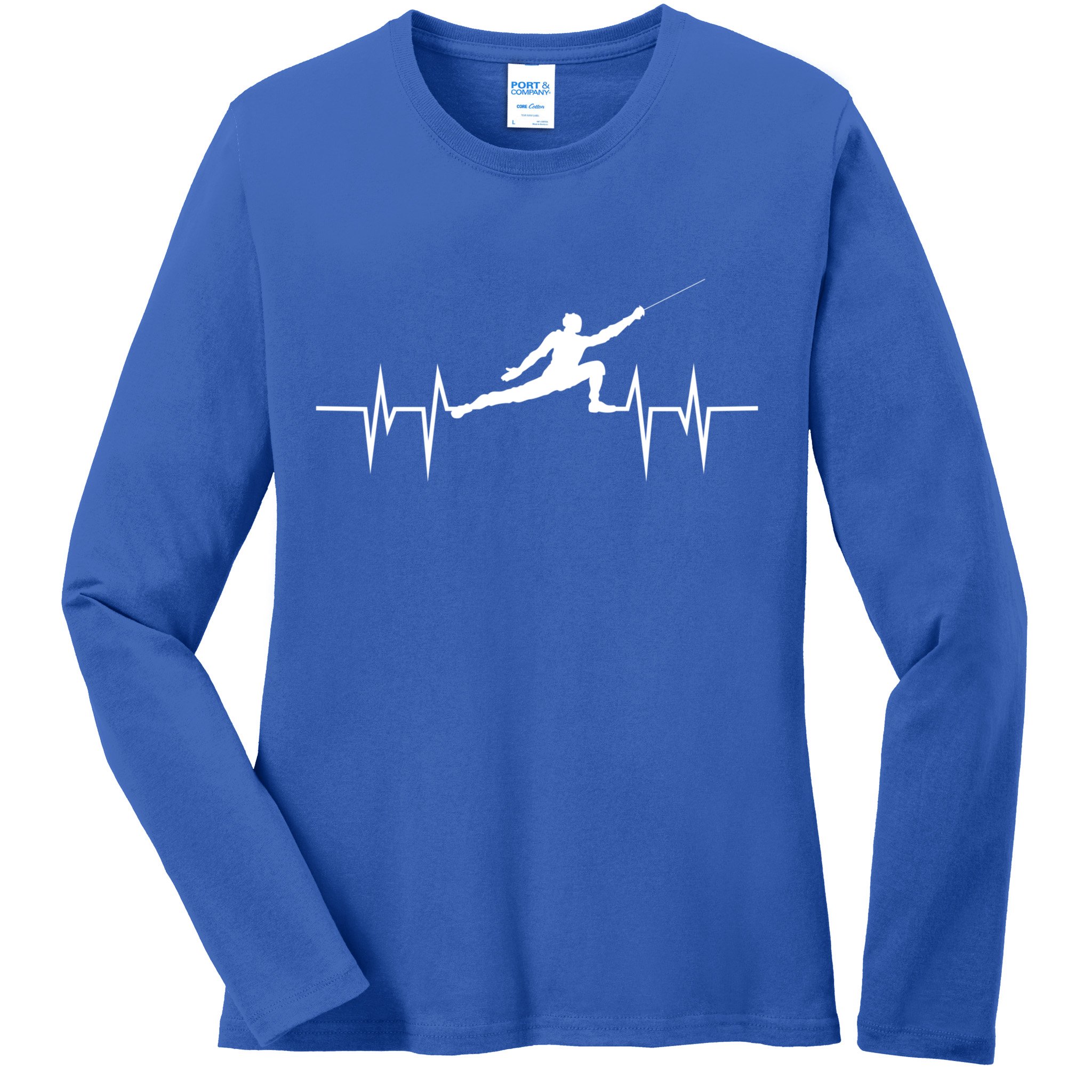 Fencing Heartbeat Gift Fence Sport Sword Helmet Gift Ladies Long Sleeve Shirt