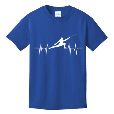 Fencing Heartbeat Gift Fence Sport Sword Helmet Gift Kids T-Shirt