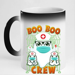 Funny Halloween Ghost Nurse Boo Boo Crew 11oz Black Color Changing Mug