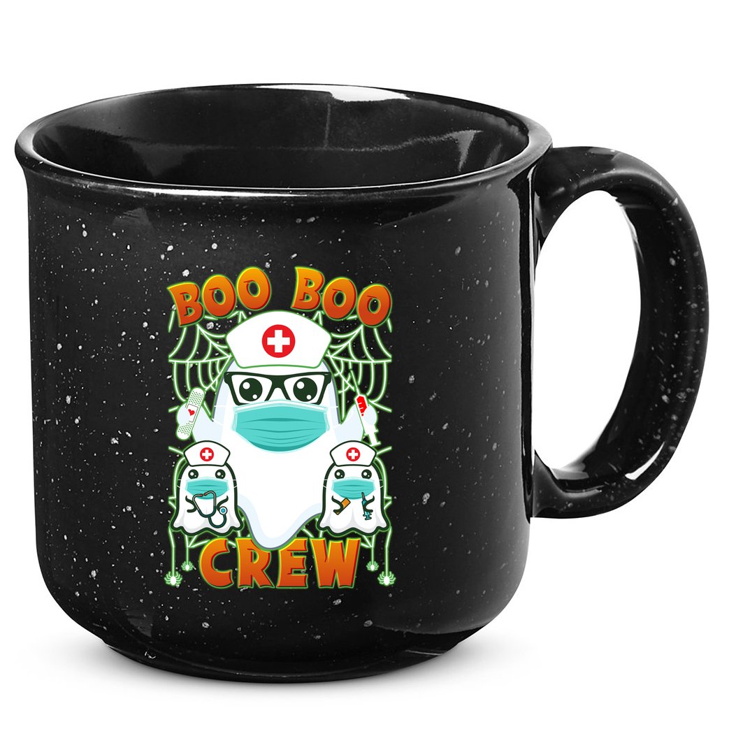 Funny Halloween Ghost Nurse Boo Boo Crew 15oz Campfire Ceramic Mug