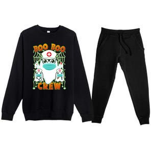 Funny Halloween Ghost Nurse Boo Boo Crew Premium Crewneck Sweatsuit Set