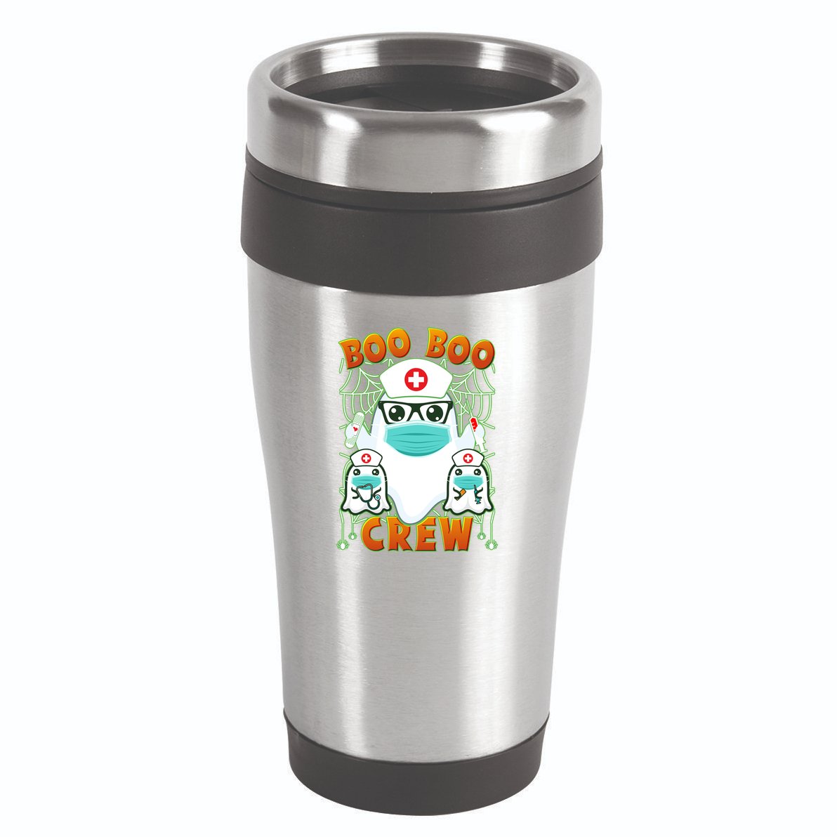 Funny Halloween Ghost Nurse Boo Boo Crew 16oz Travel Tumbler