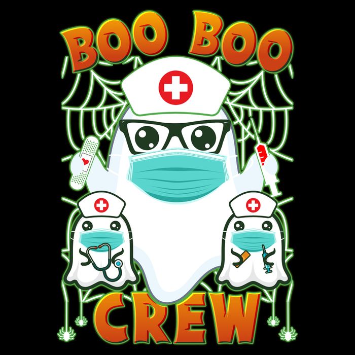 Funny Halloween Ghost Nurse Boo Boo Crew Wool Snapback Cap