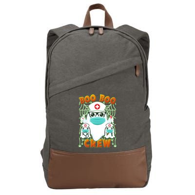 Funny Halloween Ghost Nurse Boo Boo Crew Cotton Canvas Backpack