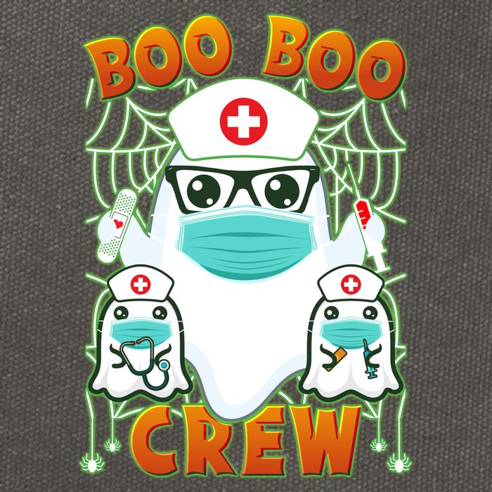 Funny Halloween Ghost Nurse Boo Boo Crew Cotton Canvas Backpack