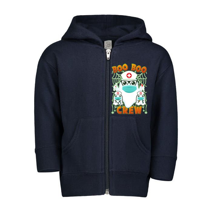 Funny Halloween Ghost Nurse Boo Boo Crew Toddler Zip Fleece Hoodie