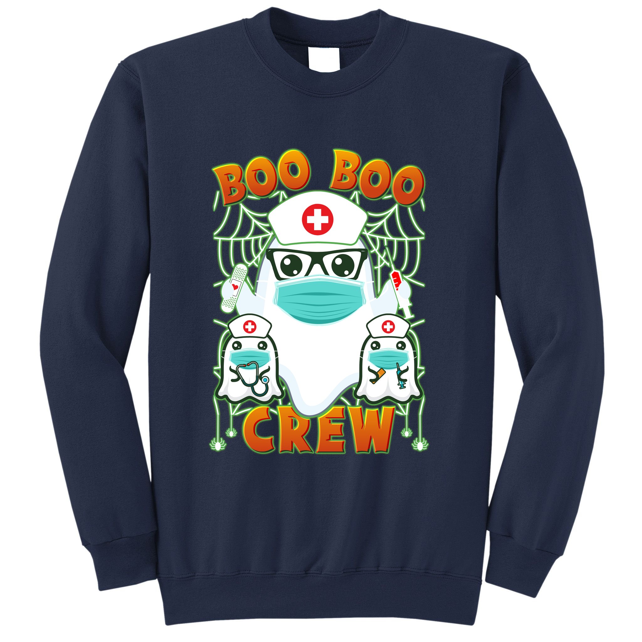 Funny Halloween Ghost Nurse Boo Boo Crew Sweatshirt