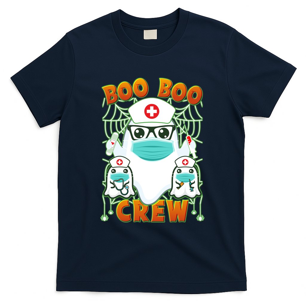 Funny Halloween Ghost Nurse Boo Boo Crew T-Shirt
