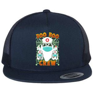 Funny Halloween Ghost Nurse Boo Boo Crew Flat Bill Trucker Hat