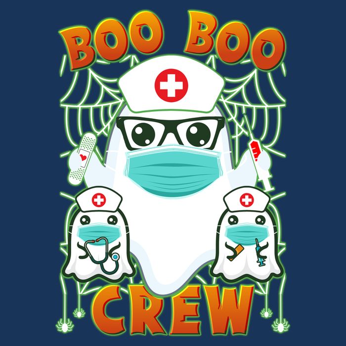 Funny Halloween Ghost Nurse Boo Boo Crew Flatbill Hat