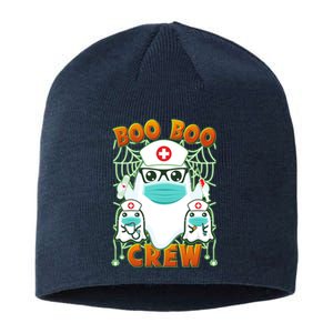 Funny Halloween Ghost Nurse Boo Boo Crew Sustainable Beanie