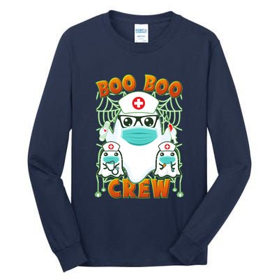 Funny Halloween Ghost Nurse Boo Boo Crew Tall Long Sleeve T-Shirt